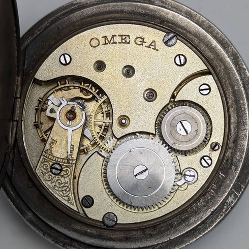Around 1905 Antique Omega pocket watch with silver plated case works well